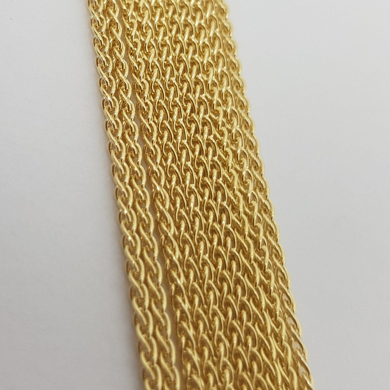 20” Thick Solid 14K Gold Wheat Necklace
