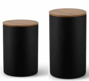 Stunning Black Modern Concrete Storage Jar with a Wooden Lid