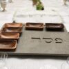 Minimalist Seder Plate Made of Solid Concrete With Wood Bowls