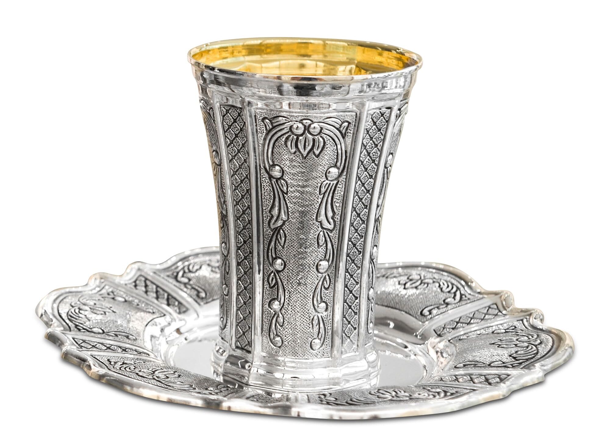 Ancient Style Sterling Silver Kiddush Set
