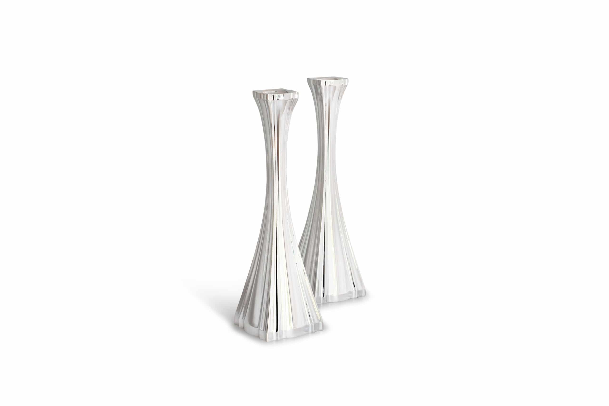 Large Square Modern Sterling Silver Candle Holders