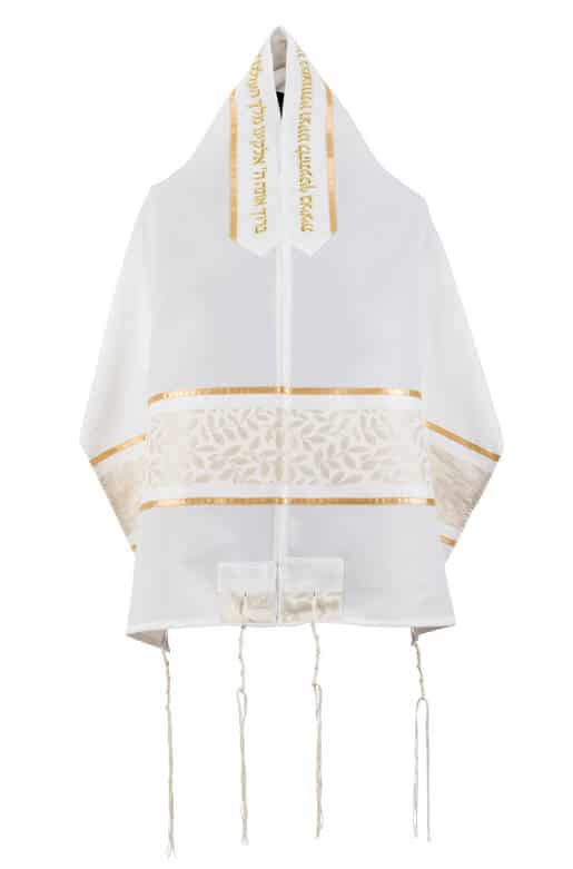 White Embroidered Prayer Shawl