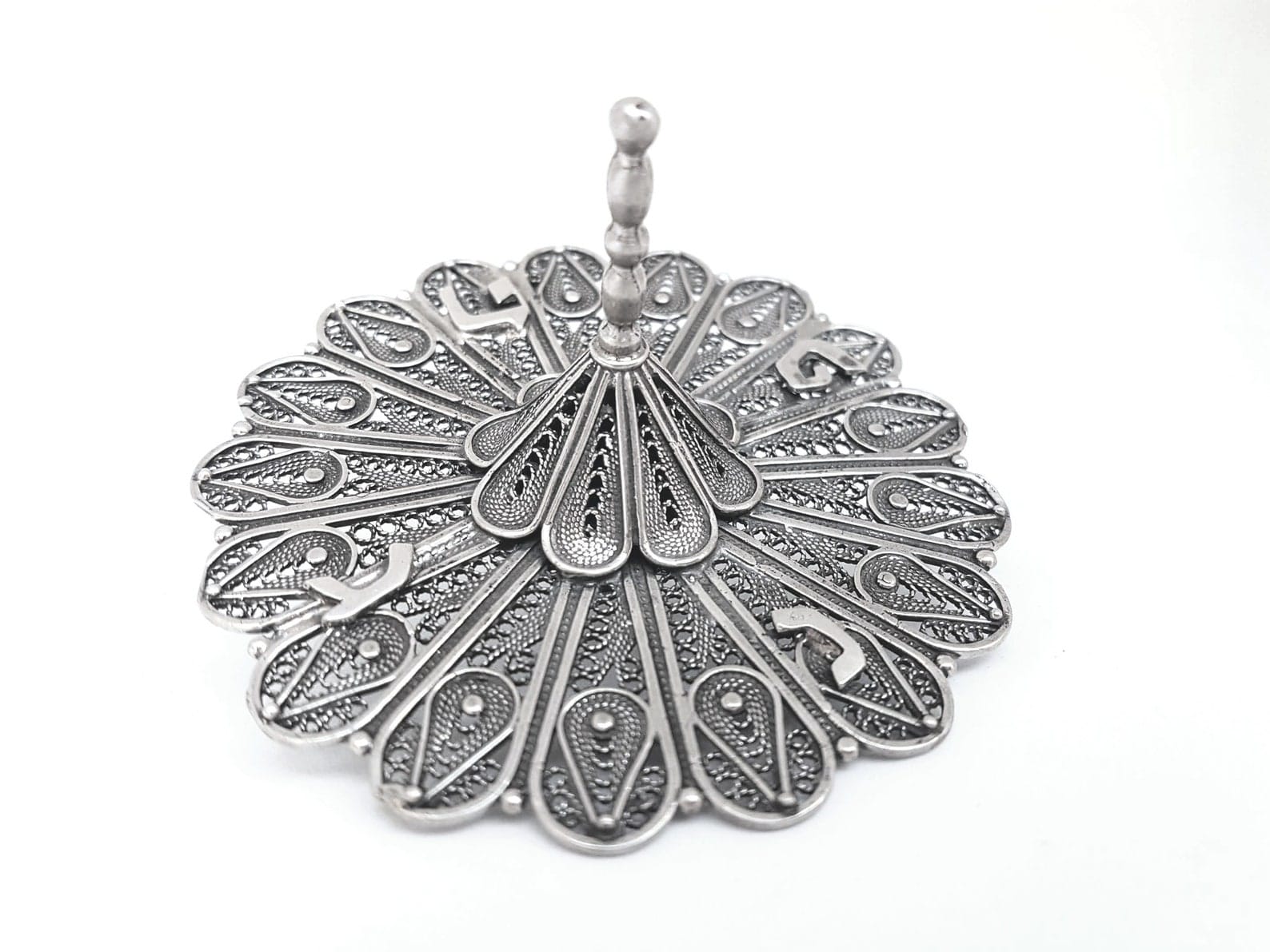Extra Large Sterling Silver Filigree Dreidel Traditional Design