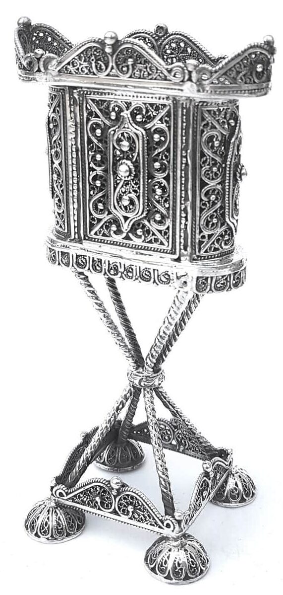 Brilliant Silver Filigree Tower Candle Holder for Havdalah