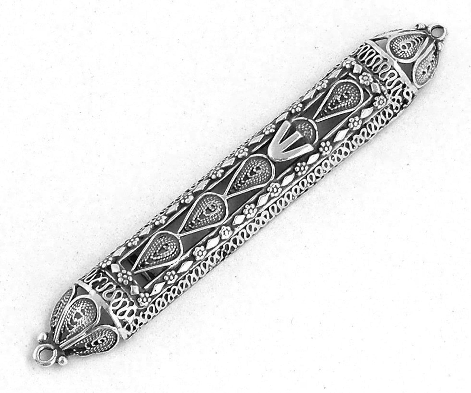 Sterling Silver Decorated Mezuzah Case
