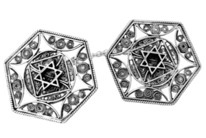 Silver Star of David Hexagonal Shape Tallit Clips