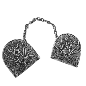Star of David Filigree Design Tallit Clips From Silver