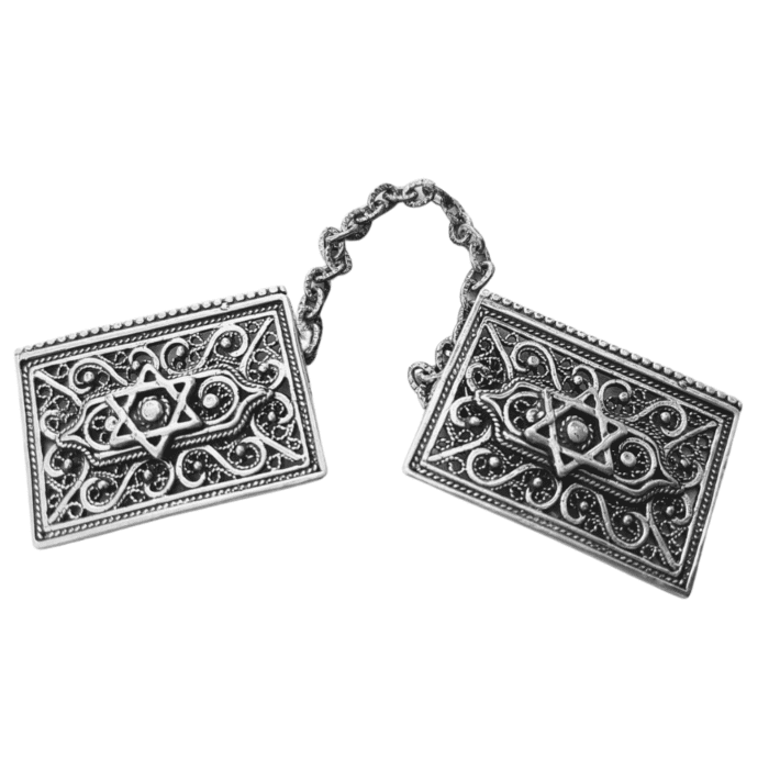 Traditional Square Sterling Silver Star of David Tallit Clips
