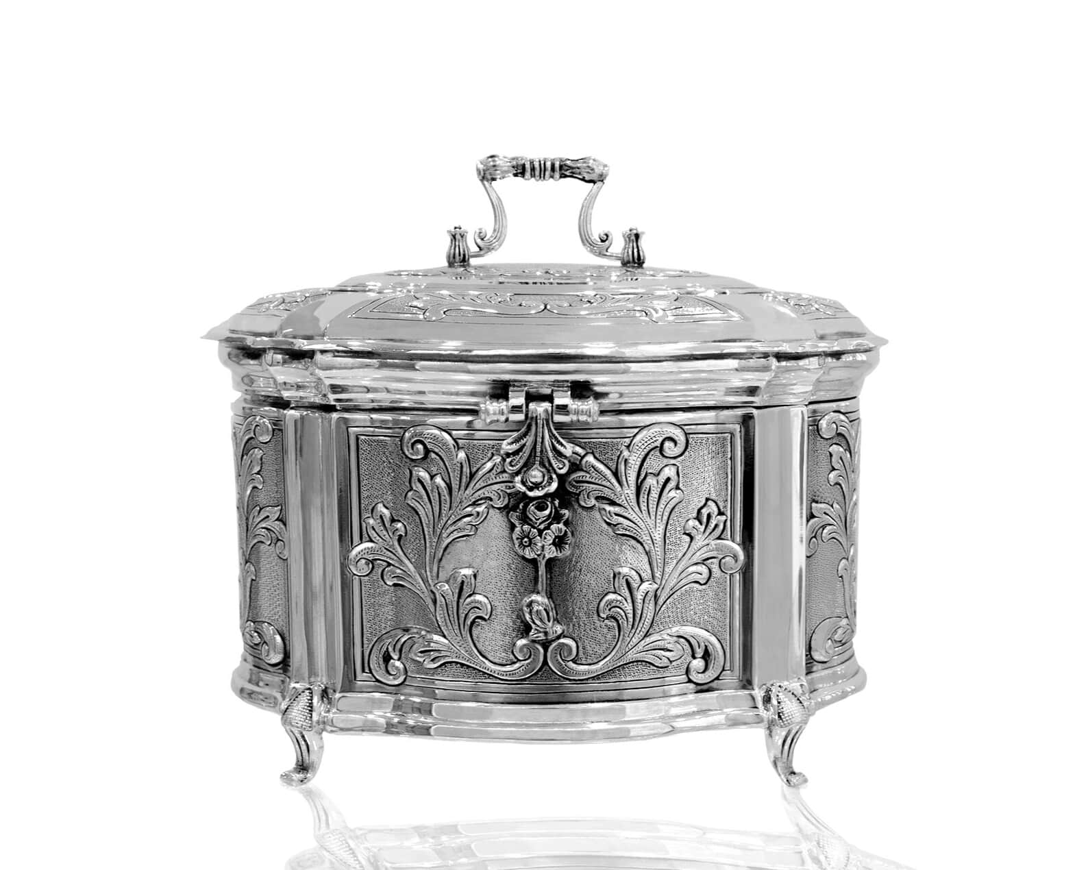 Sterling Silver 925 Etrog Box with Unique Floral Decorations