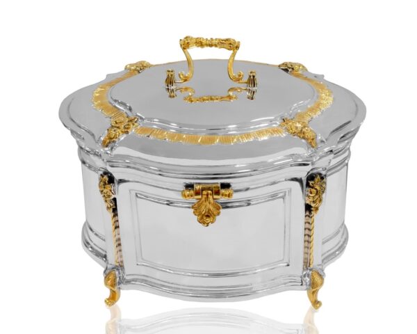 Sterling Silver Jewelry and Etrog Box with 14K Gold Decorations