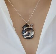 Beautiful 925 Sterling Silver 3D Pendant With Hugging Cats