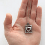 Cut-Out Square Heart Sterling Silver Pendant