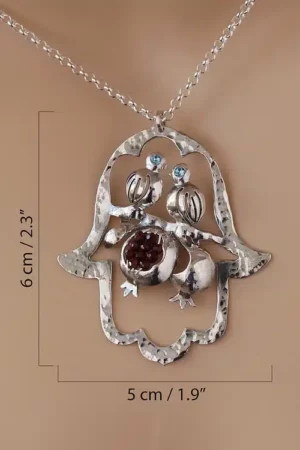 Hamsa Cut-Out Pendant with Two Birds