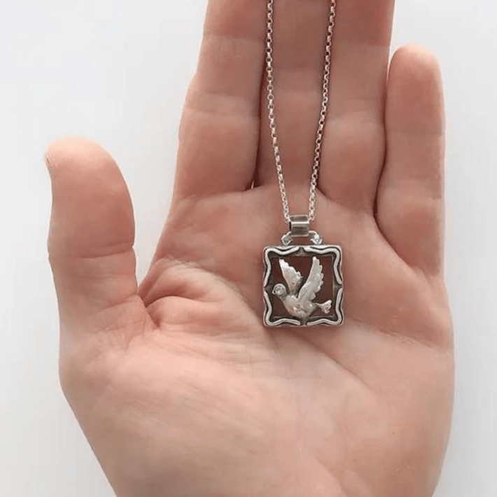 Delicate Butterfly Necklace From Sterling Silver Two Layers