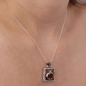 Cut-Out Square Pomegranate Sterling Silver Pendant