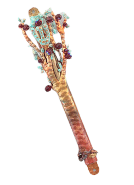 Unique Tree Shaped Copper Mezuzah Case With Beads
