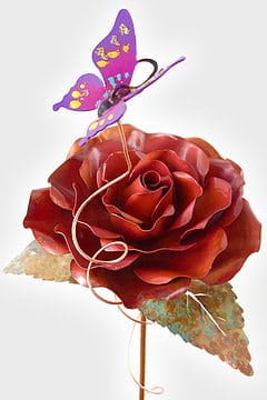 Amazing 3D Wall Décor – Red Rose With Colorful Butterfly