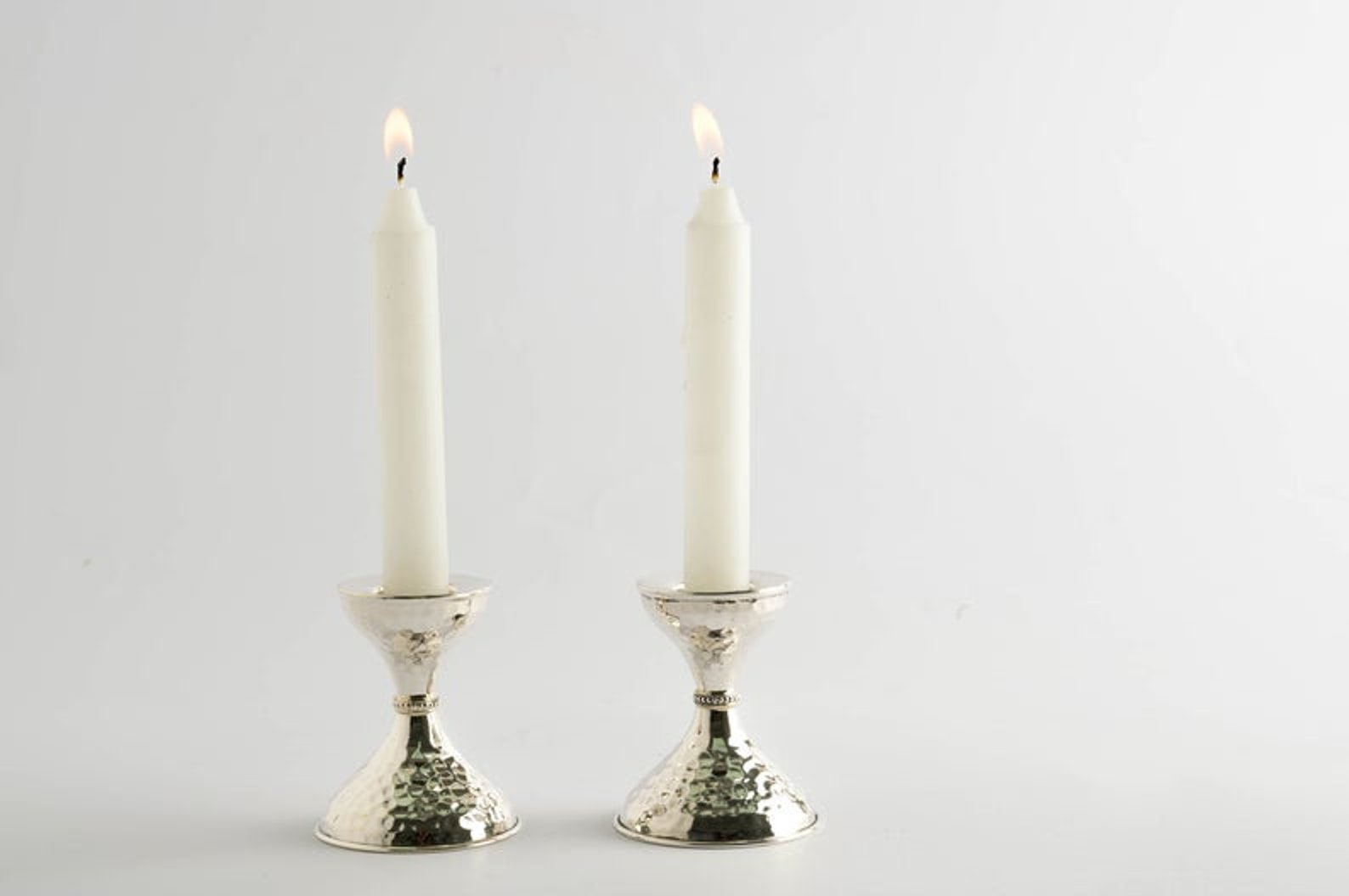 Small Sterling Silver Candlesticks Hammered Finishing