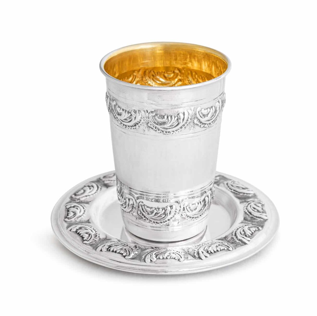 Vintage style kiddush Cup & Plate Sterling Silver 925