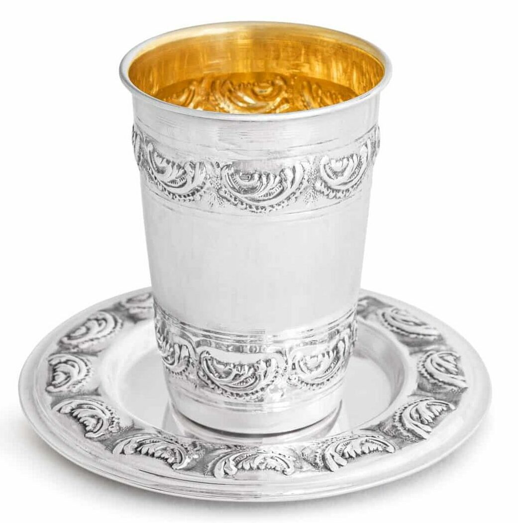 Vintage style kiddush Cup & Plate Sterling Silver 925