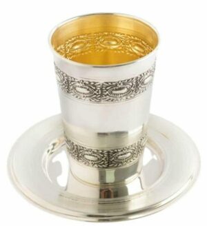 Silver Shabbat kiddush Cup & Plate