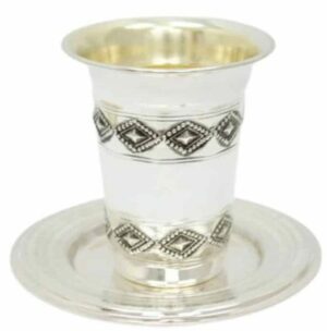 Silver Kiddush Cup With Rhombic Ornaments