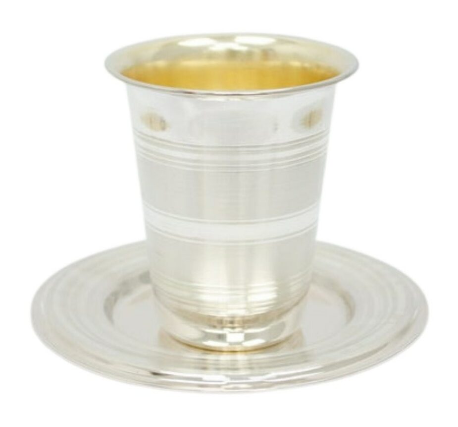 Modern design kiddush cup and plate