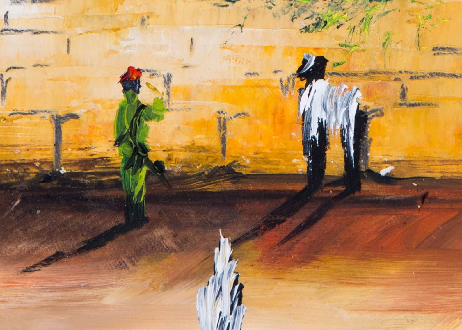 Orthodox Jews and a Soldier Praying Kotel Oil Painting