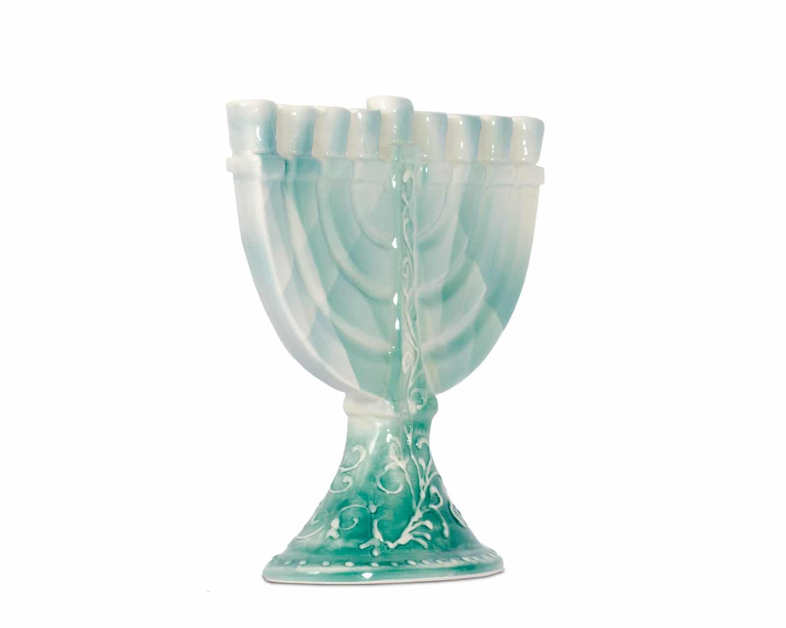 Elegant Blue Ceramic Menorah