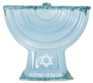 Ceramic Hanukkah Menorah with a Magen David
