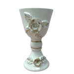 Decorated Ceramic White and Gold Wine Goblet