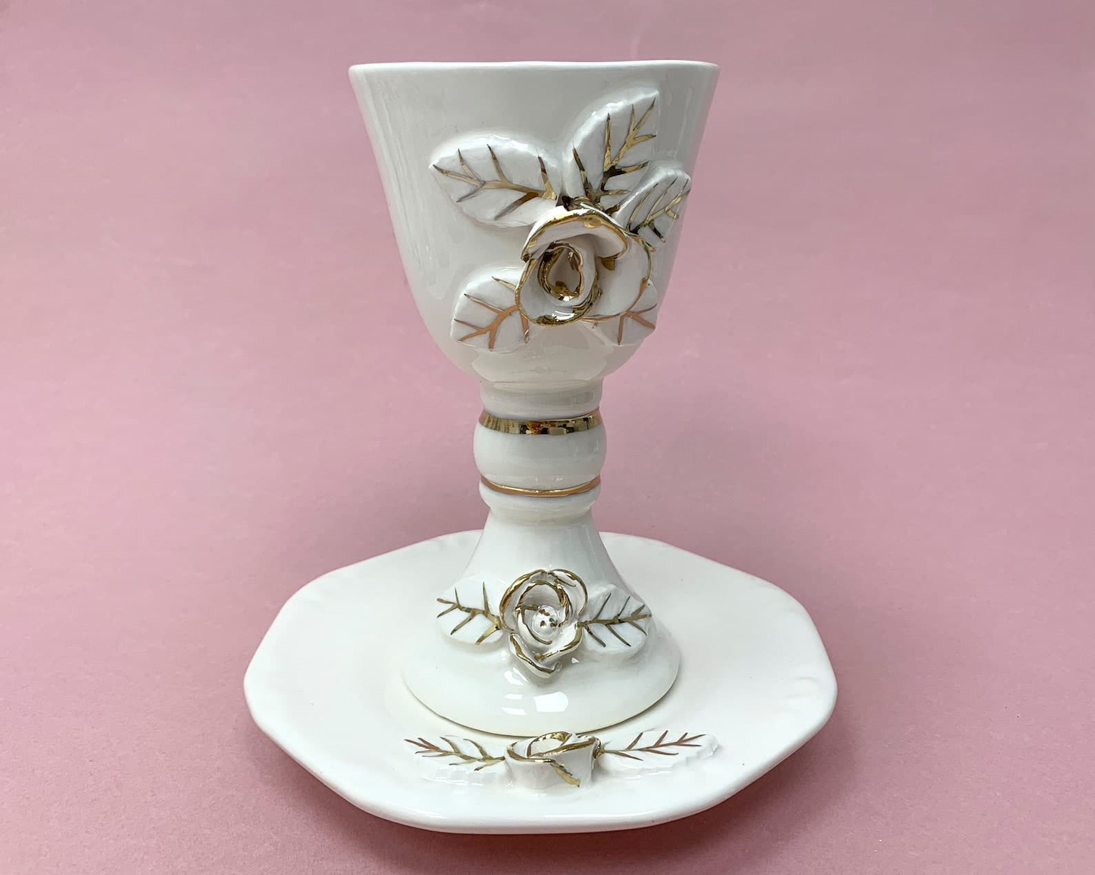 Ceramic Kiddush Cup and Plate