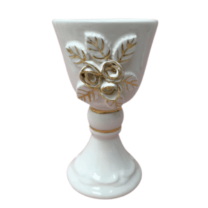 White Ceramic Wine Cup with Gold Detailing