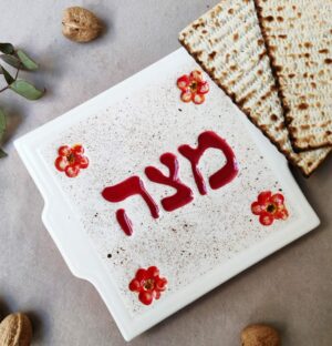 Matzah Plate Decorated Made of Ceramic