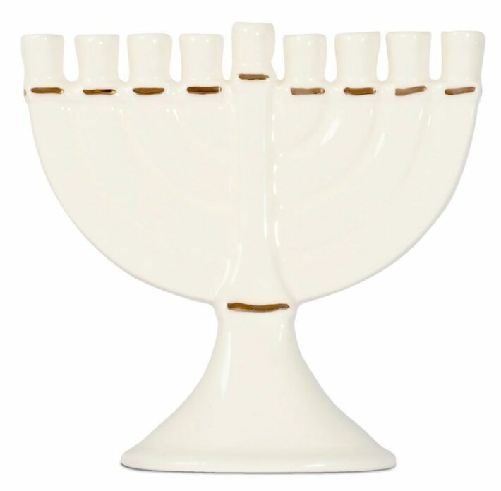 Classic gold Trim Hanukkah Ceramic Menorah