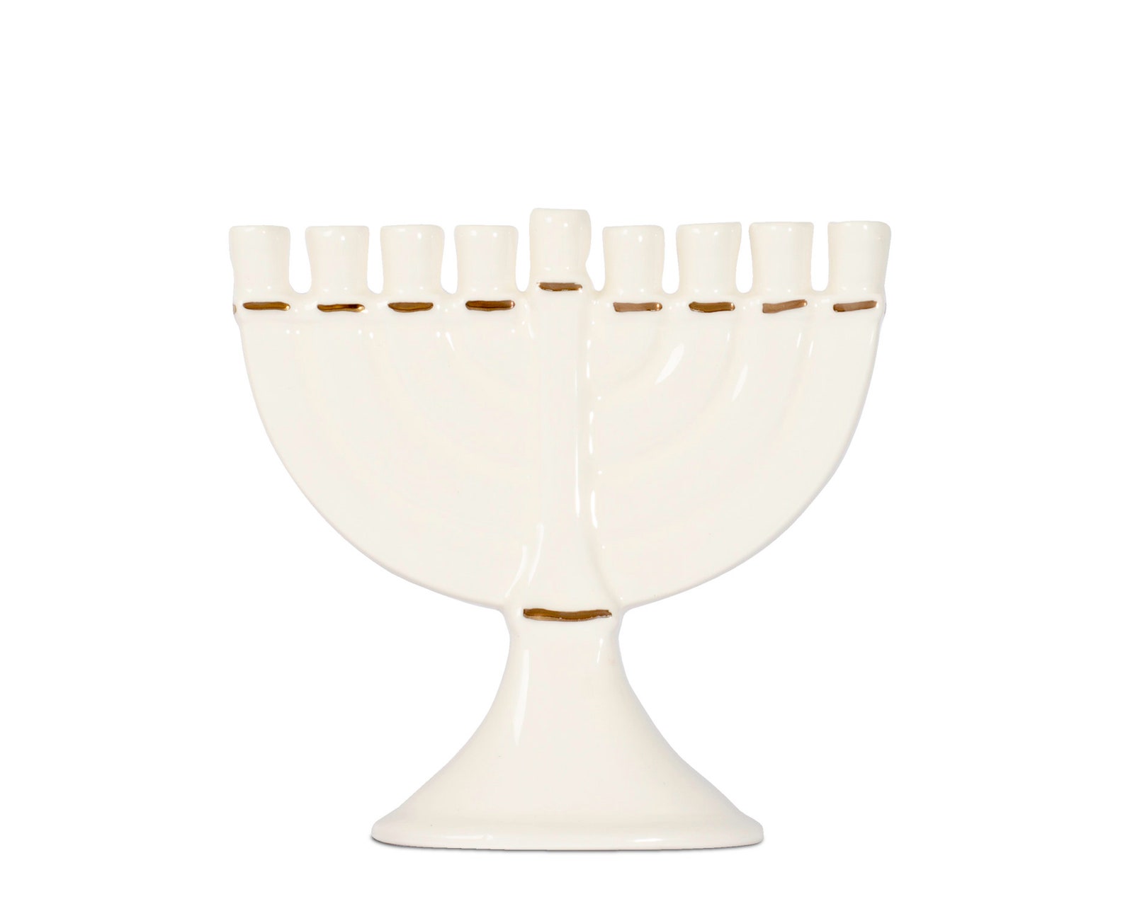 Classic gold Trim Hanukkah Ceramic Menorah