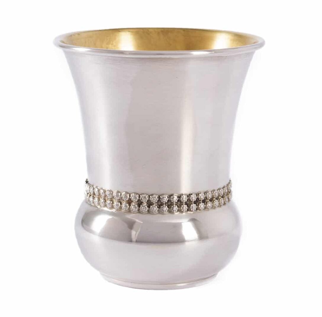 Personalized Beads Silver Kiddush Cup