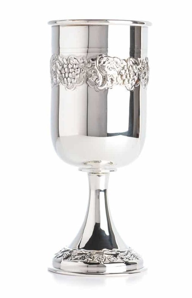 Tall Sterling Silver Kiddush Cup Grapes Decorations