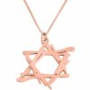 Asymmetric Freestyle Gold Star of David Necklace