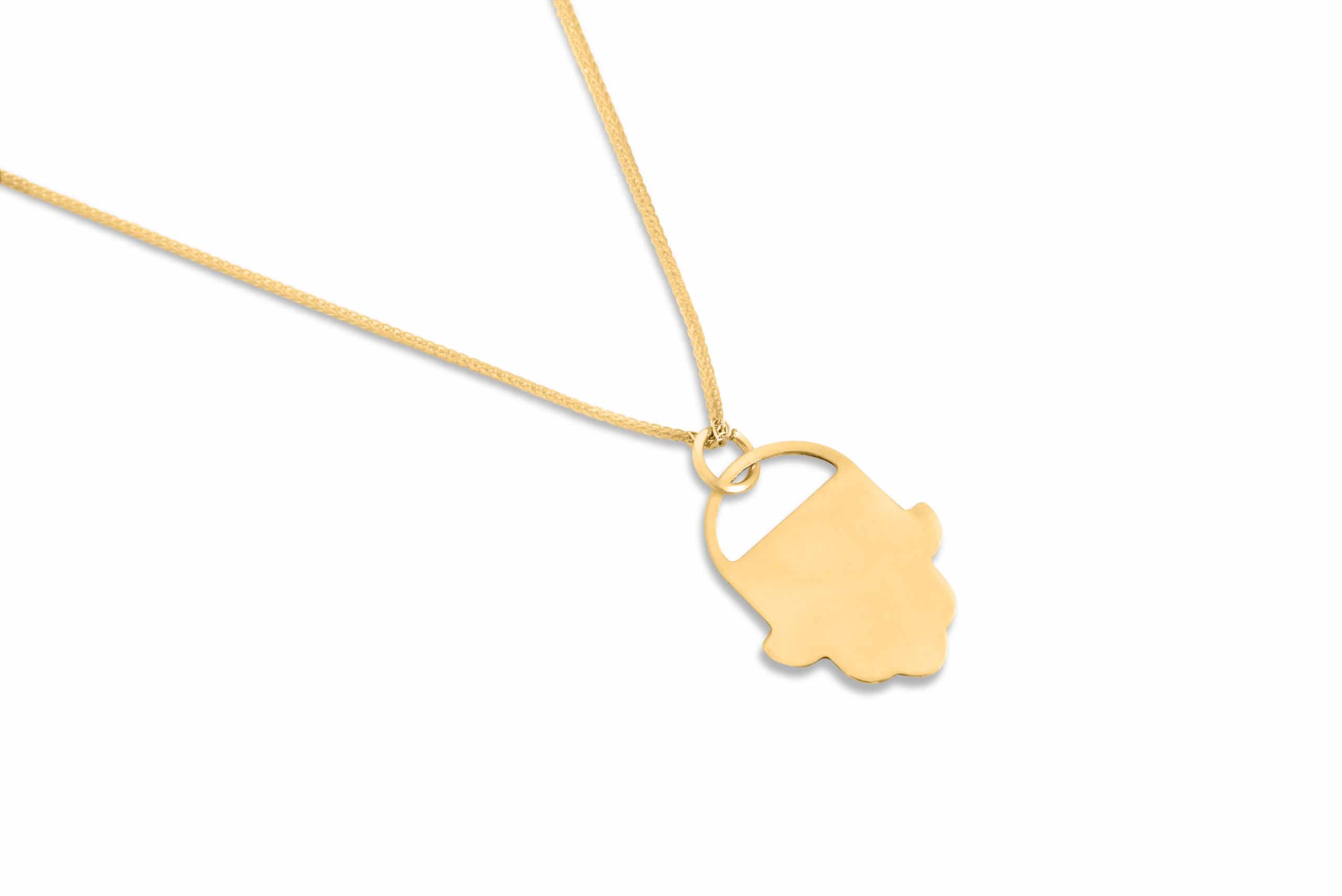 14K Gold Modern Design Lucky Hand Necklace