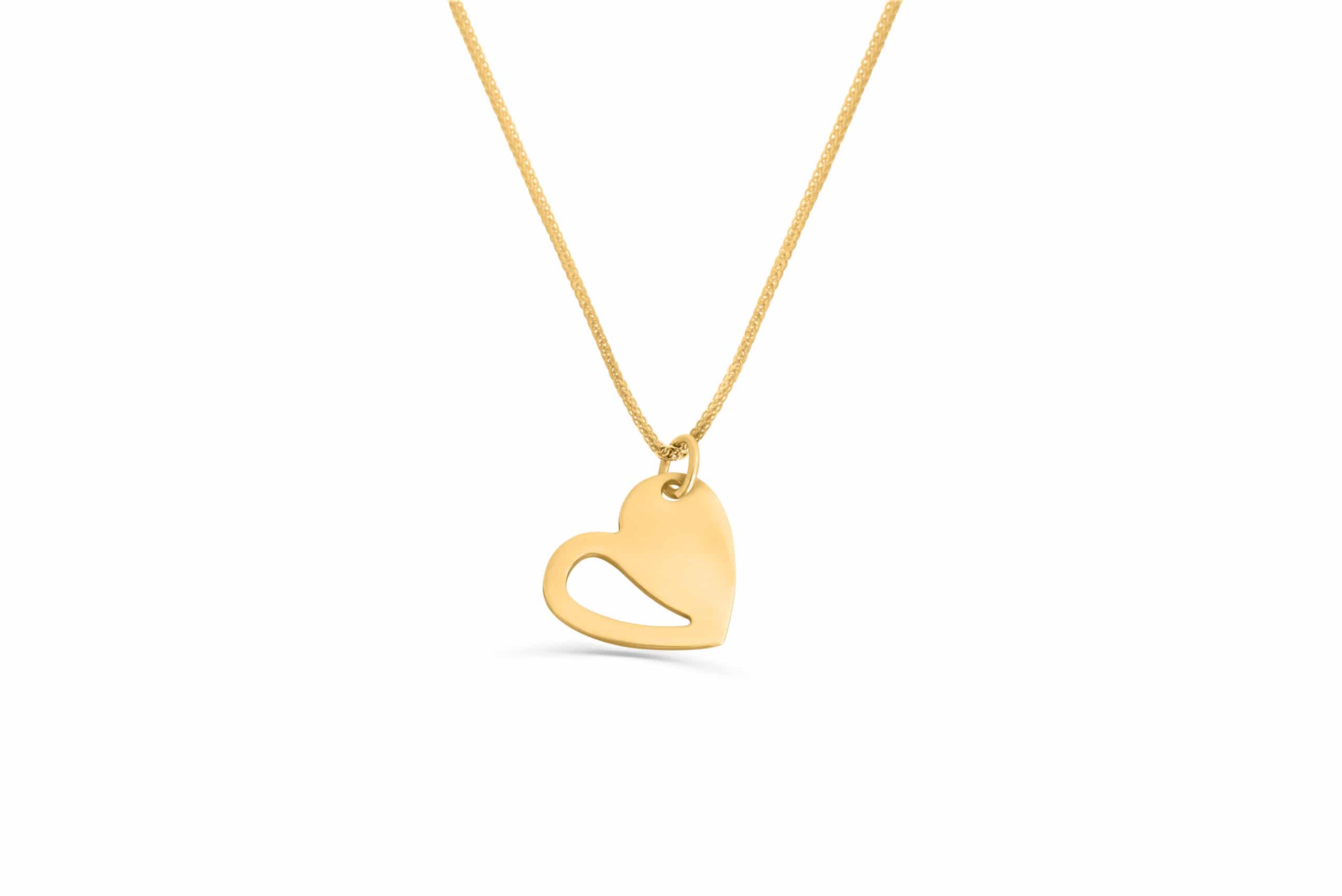 14K White Gold Modern Style Heart Pendant