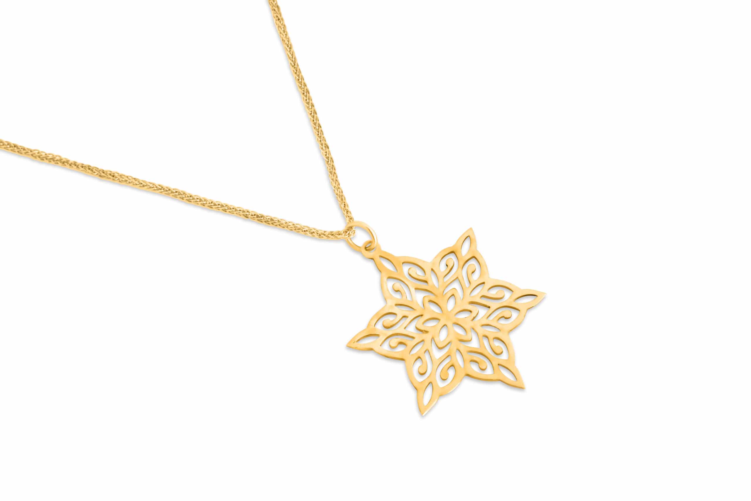 14K White Gold Filigree Star of David Necklace