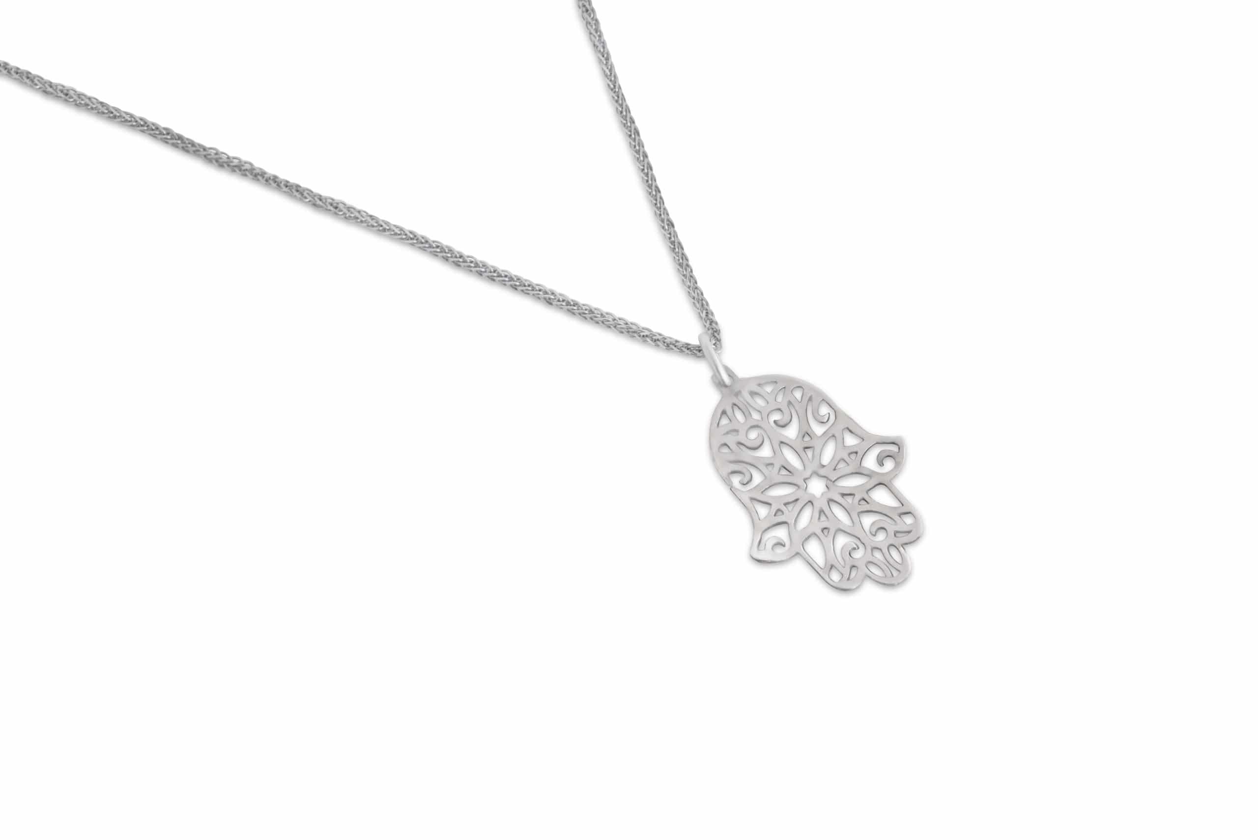 White Gold Filigree Hollow Lucky Hand Necklace