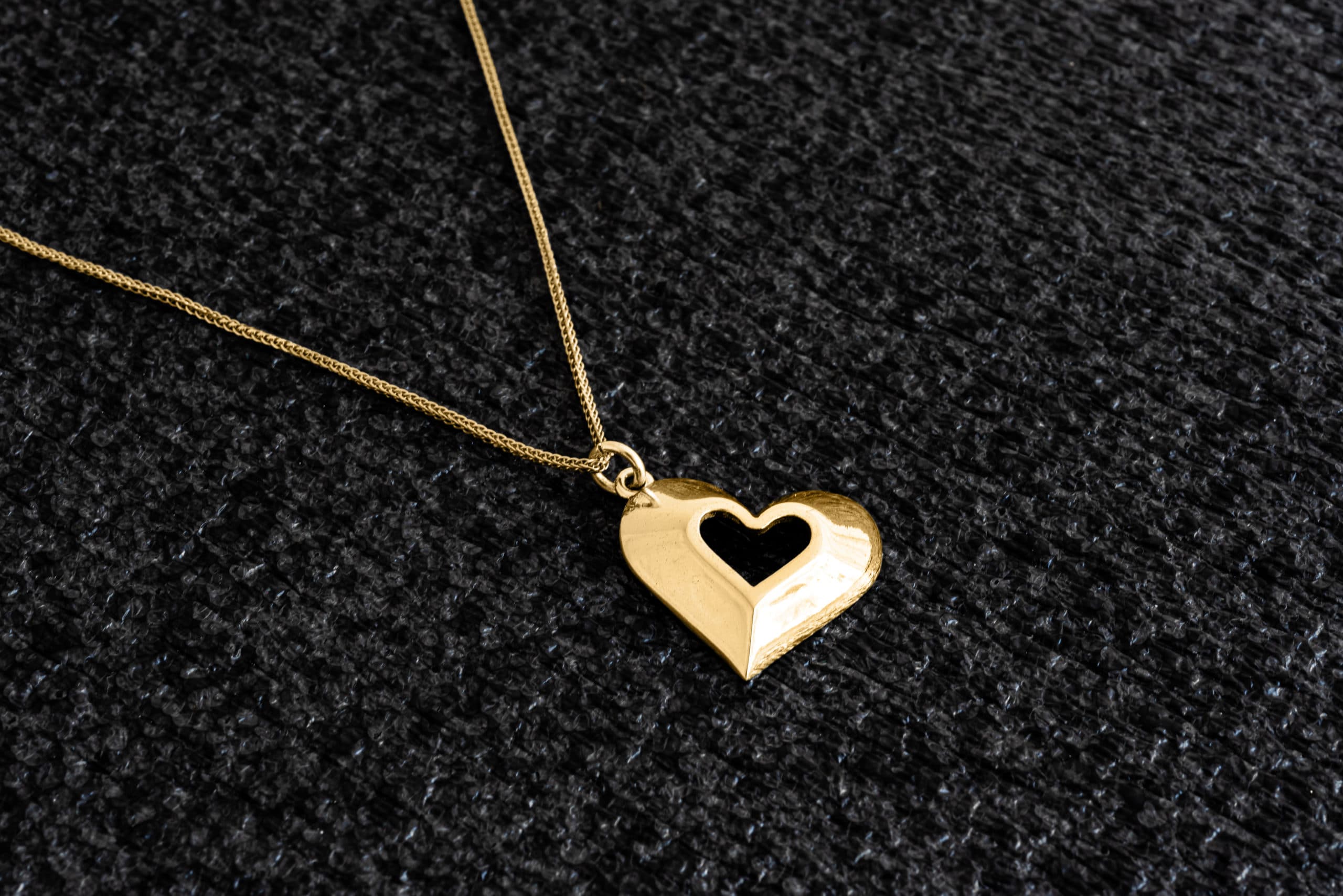 Delicate Thick Heart 14K Yellow Gold Necklace