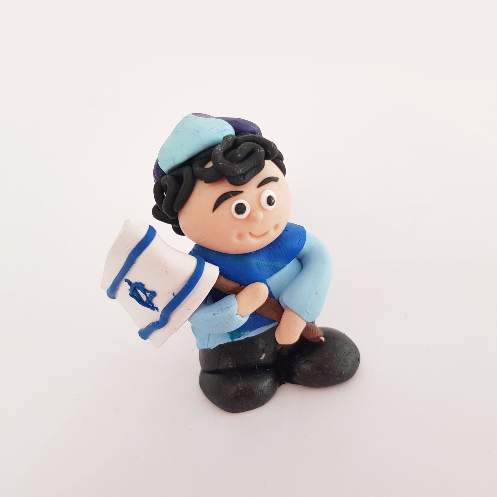 Polymer Clay young boy with the Israeli flag