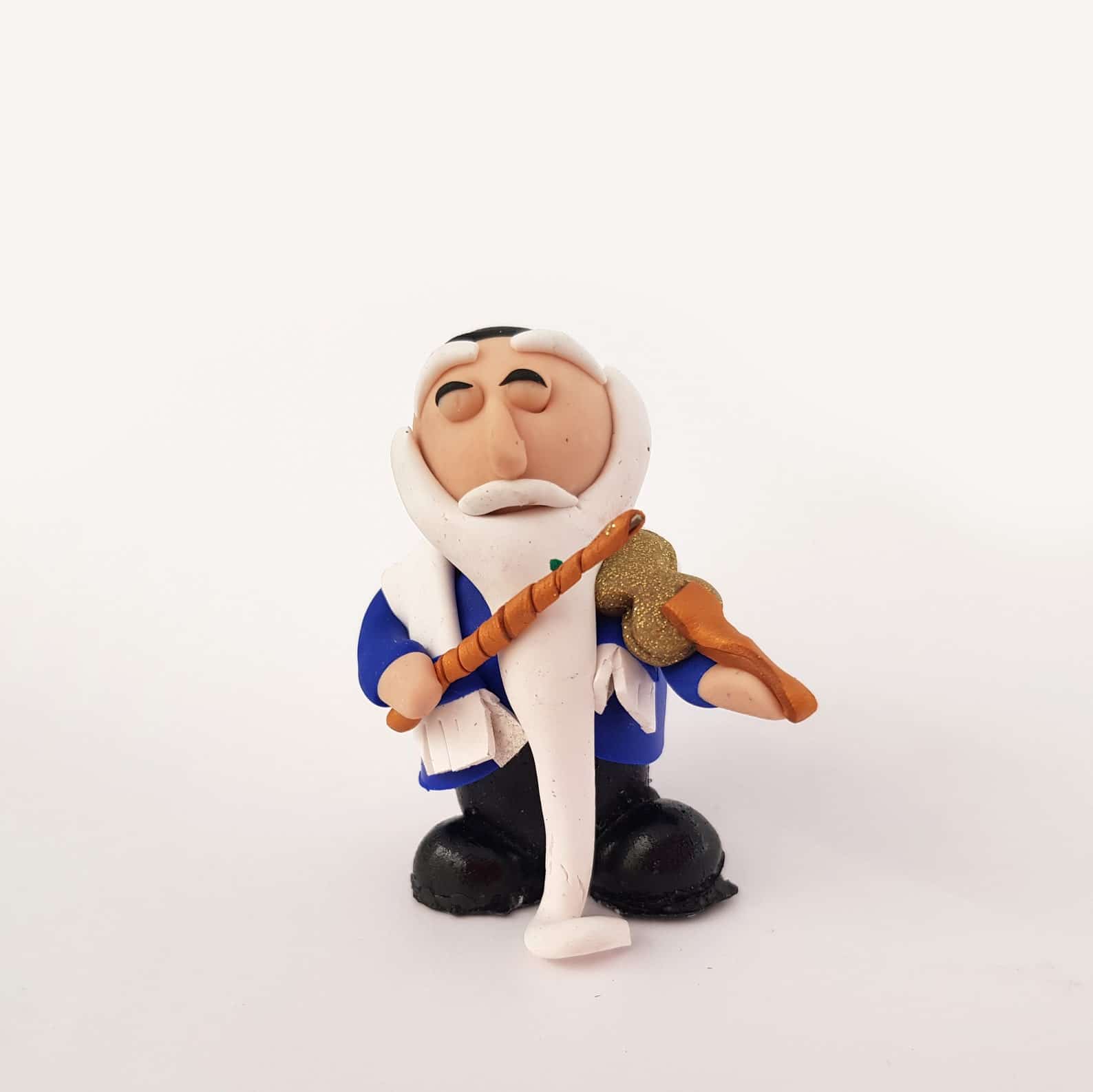 Polymer Clay Rabbi doll with violin