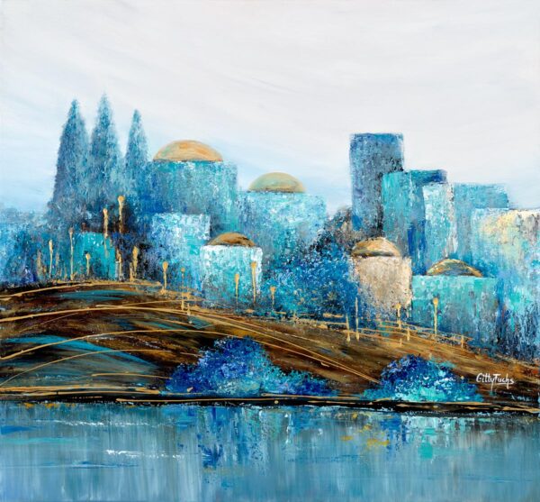 Jerusalem City In Turquoise painting