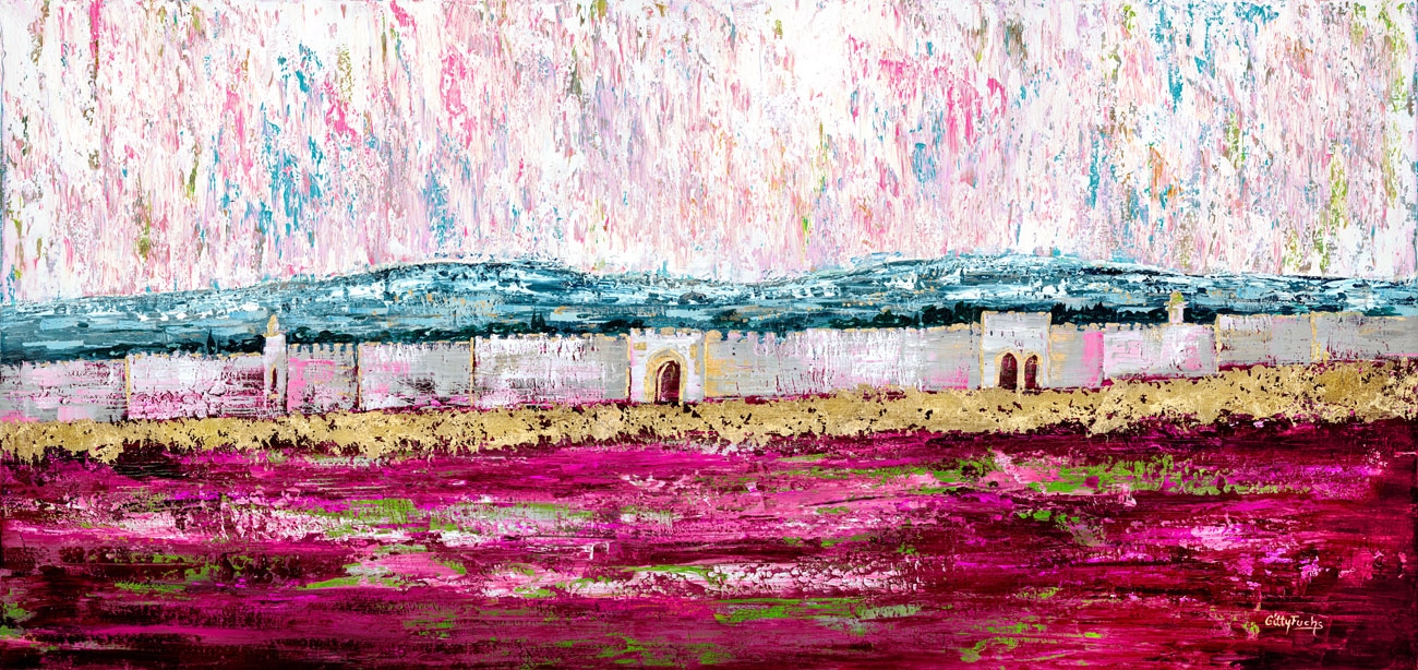 Jerusalem Walls In Pink, White & Gold painting