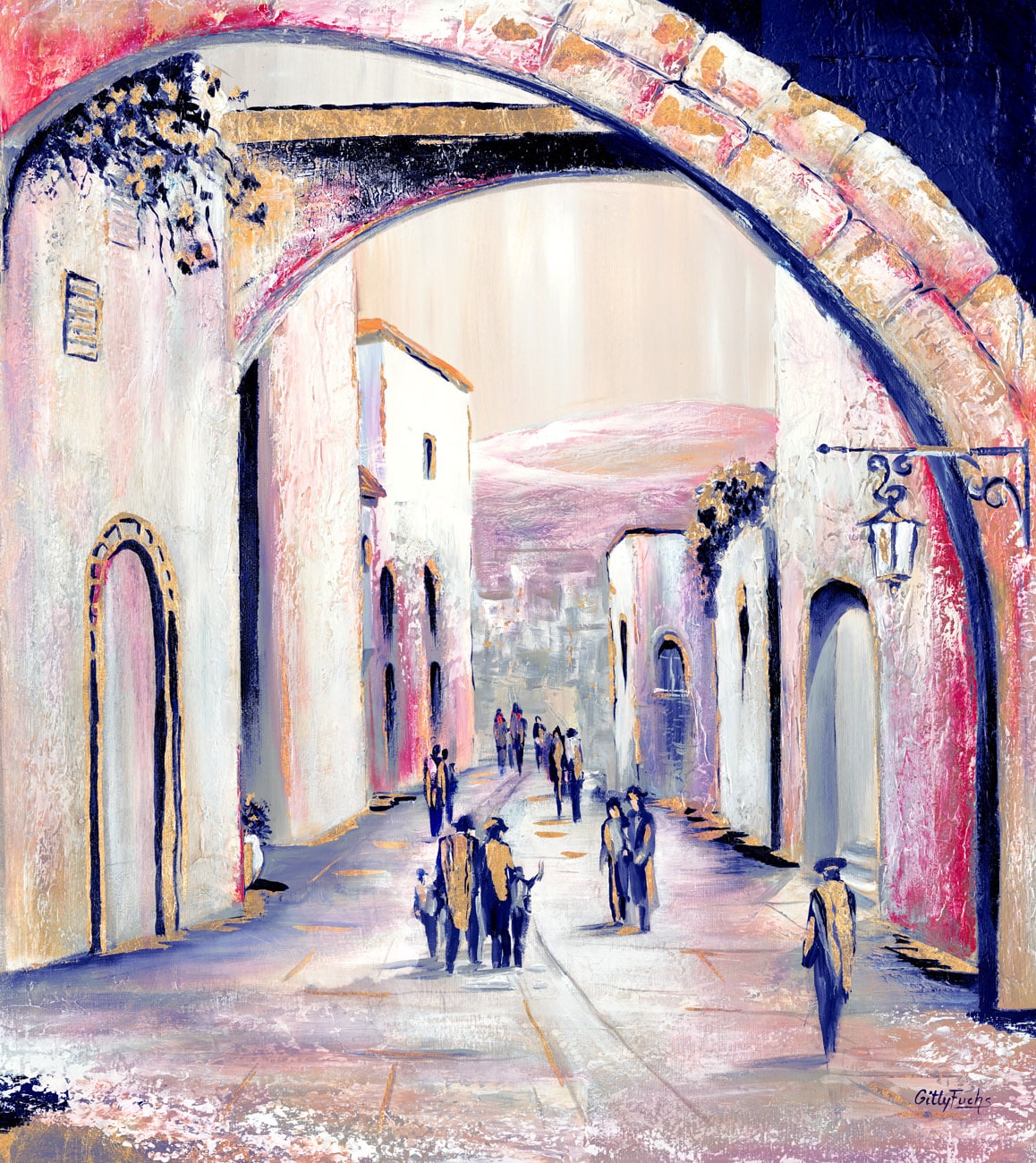 The Old City in Pink & White Vertical