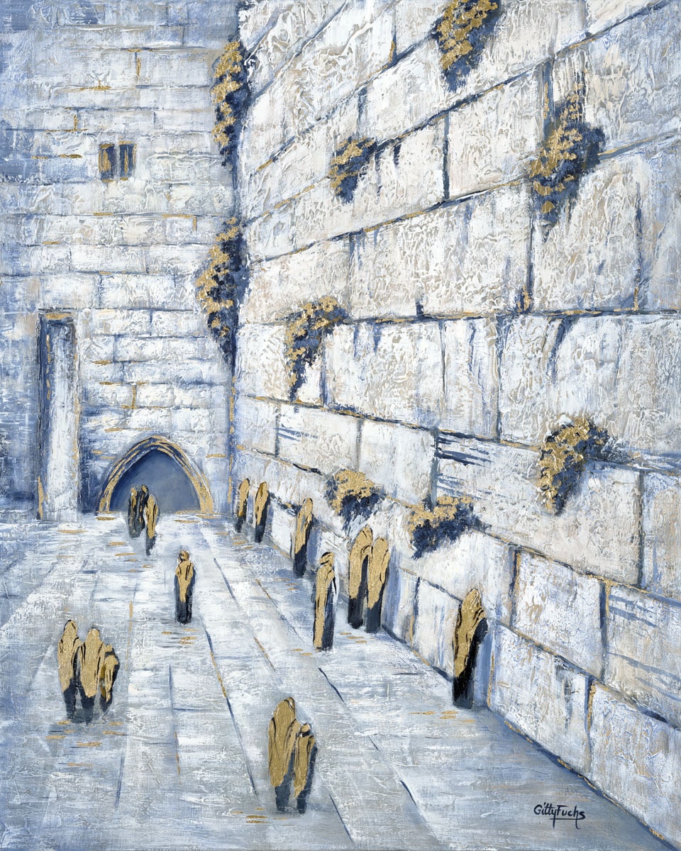 Kotel whispers White  Blue &Gold painting